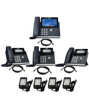 Business Phone System Bundle 2 - 1X Yealink SIP-T48U Ultra-Elegant Gigabit IP Phone with 3X SIP-T43U 12-Line IP Phone + 4X Power Adapter 5V/1A