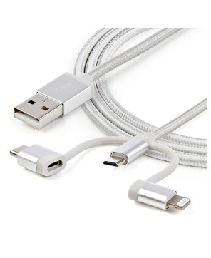 Buy StarTech 1m USB Multi Charging Cable LTCUB1MGR - USB to Micro-USB or USB-C or Lightning for iPhone, iPad, iPod, Android